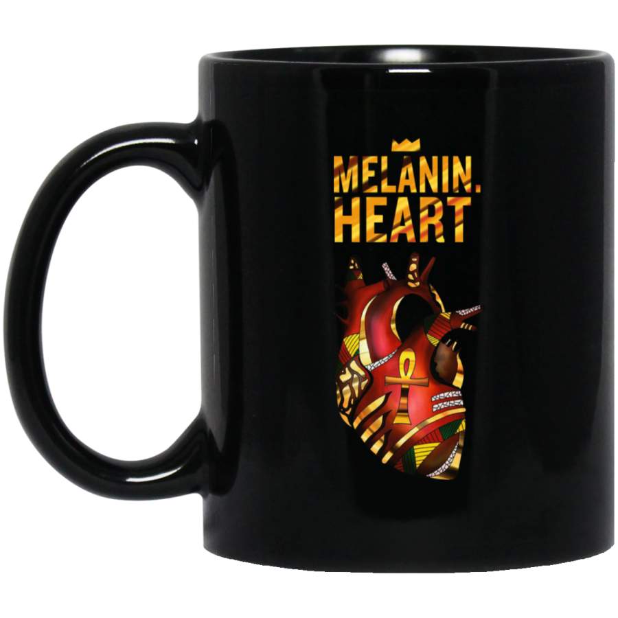 African American Coffee Mug Melanin Heart With Crown 11oz – 15oz Black Mug