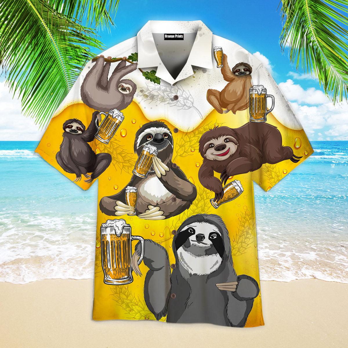 Beer Drinker Beer Sloth Aloha Hawaiian Shirts For Men & For Women | Wt9578