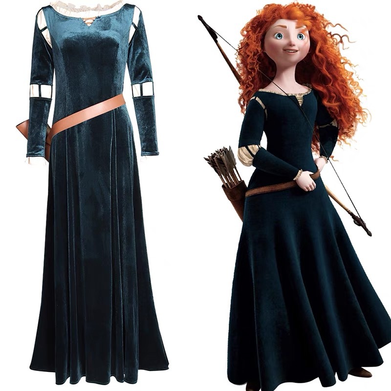 Anime Brave Girl Merida Cosplay Costumes Dress Halloween Carnival Costume For Women Girls alx