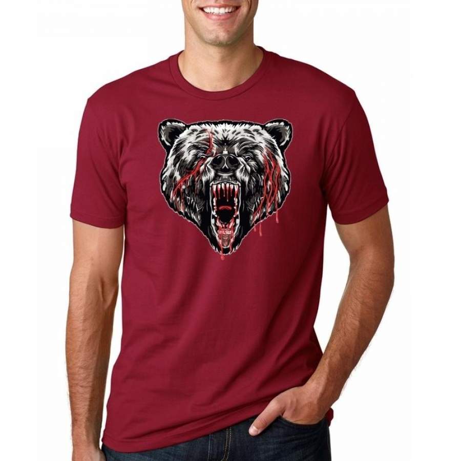 Roaring bear Men T-shirt summer print casual male top tees good quality short sleeve men fitness clothing funny men Tees