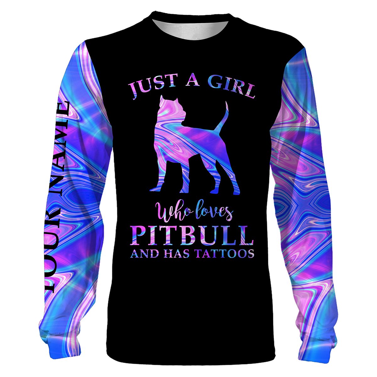 Galaxy Pitbull dog Shirts Custom All over printed shirts for Pitbull Lovers saying “Just a girl who loves Pitbull and has tattoos” – IPHW230