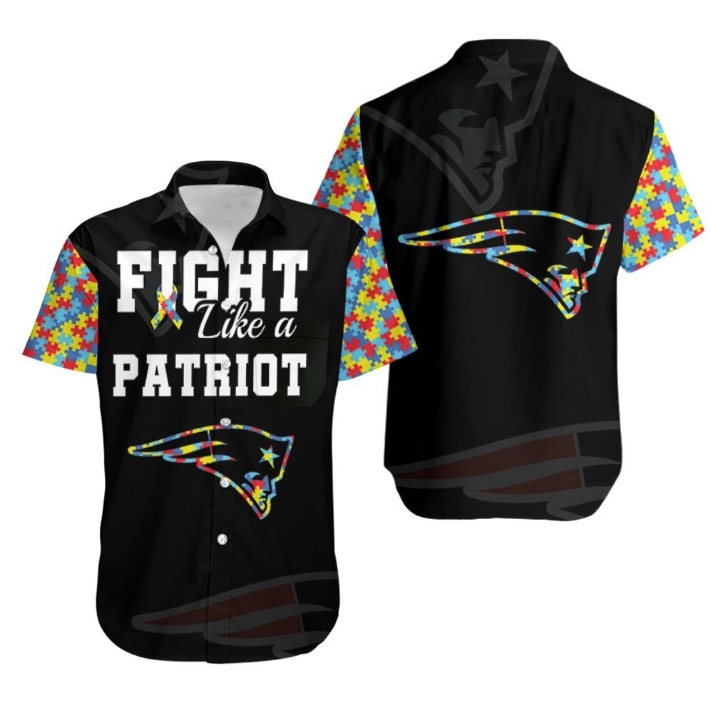 Fight Like A New England Patriots Autism Support Hawaiian Shirt