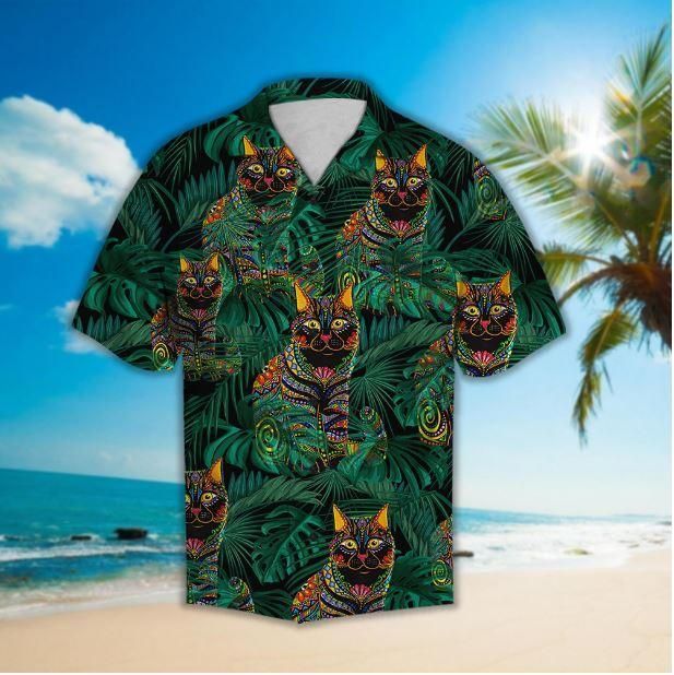 Awesome Cat Aloha Hawaii Shirt Colorful Short Sleeve Summer Beach Casual For Men And Women Ha102682