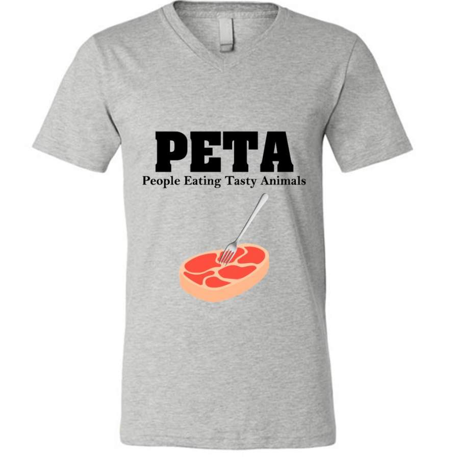 PETA People Eating Tasty Animals (w) – Canvas Unisex V-Neck Shirt