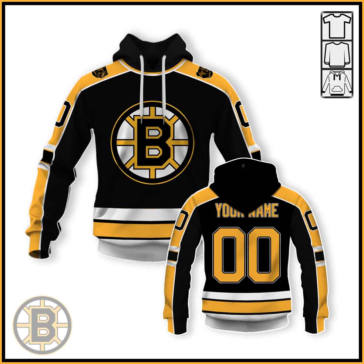 Boston Bruins Custom Name Number 1995 1996 2005 2006 Vintage Away Jersey Pullover Hoodie