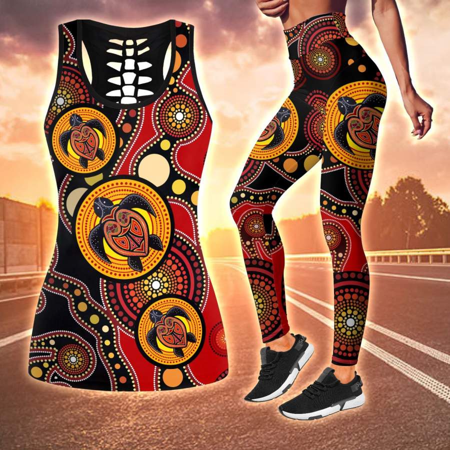 Aboriginal Australia Indigenous Turtles Painting Art Combo (Legging+Tank) TR2506203S