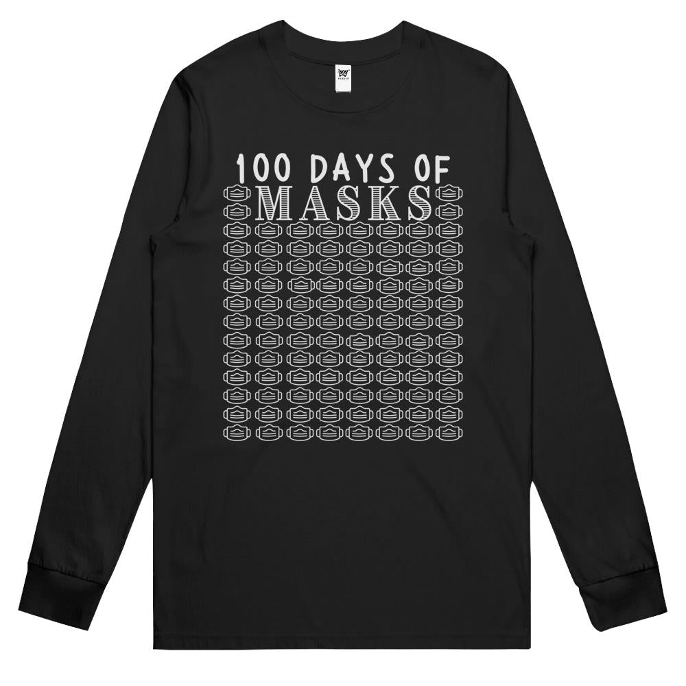 100 Days Of Masks Funny Student Teacher 100Th Day Of School Long Sleeve T Shirts