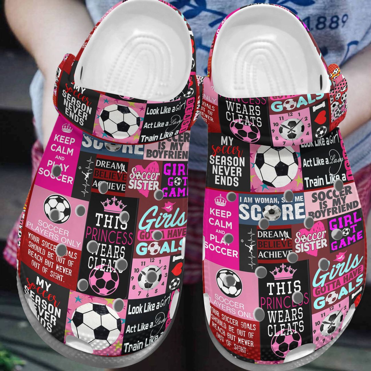 Soccer Personalized Clog, Custom Name, Text, Color, Number Fashion Style For Women, Men, Kid, Print 3D This Pricess Wears Cleats