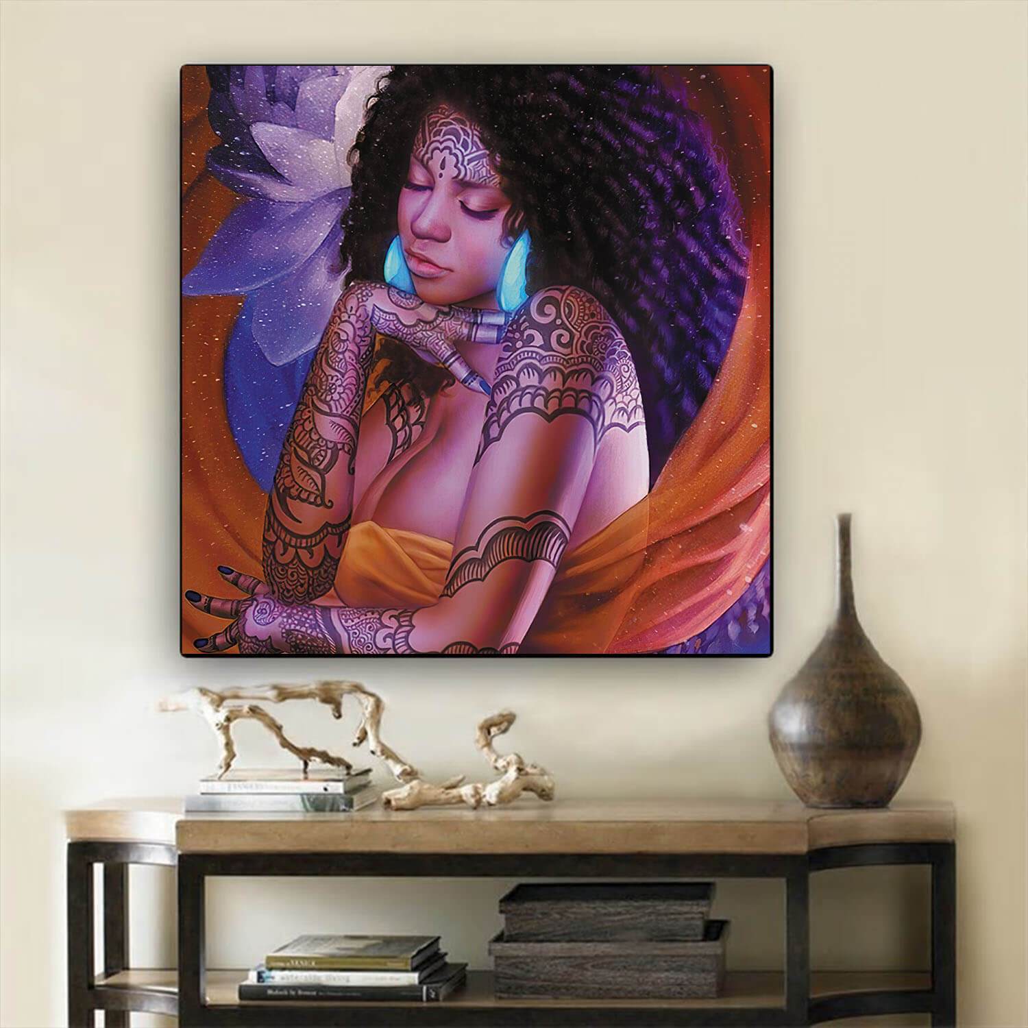 African Canvas Art Cute Afro American Girl African American Framed Wall Art Afrocentric Home Decor BPS30988