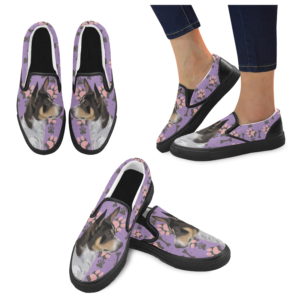 Rat Terrier Black Women’s Slip-on Canvas Shoes