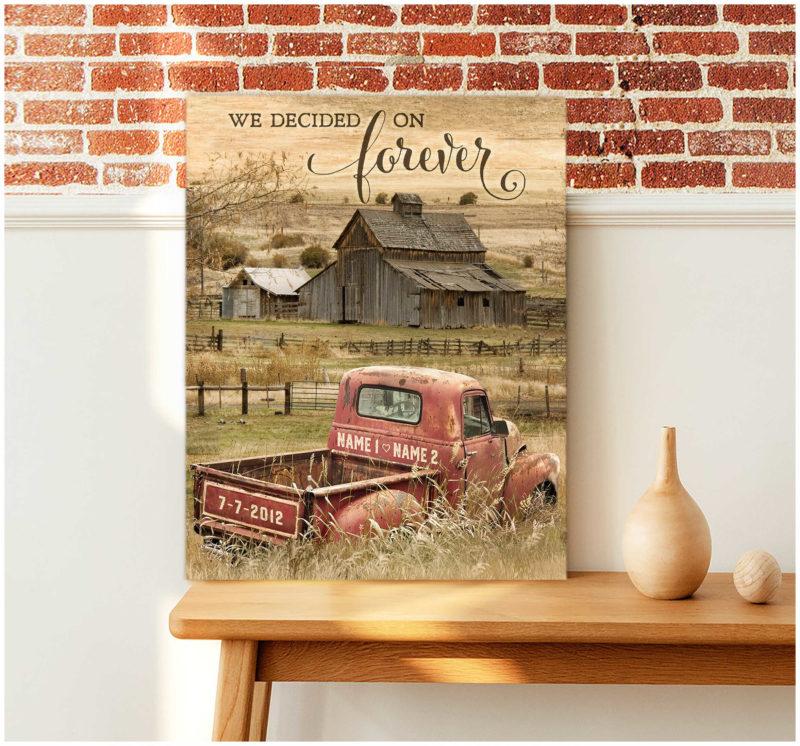 Personalized Couple Farmhouse Canvas And Poster, Wall Decor, Canvas Instructure Wall Art – Old Barn And Truck Farm Canvas And Poster, Wall Decor, Canvas Instructure – Gift For Him – Gift For Her