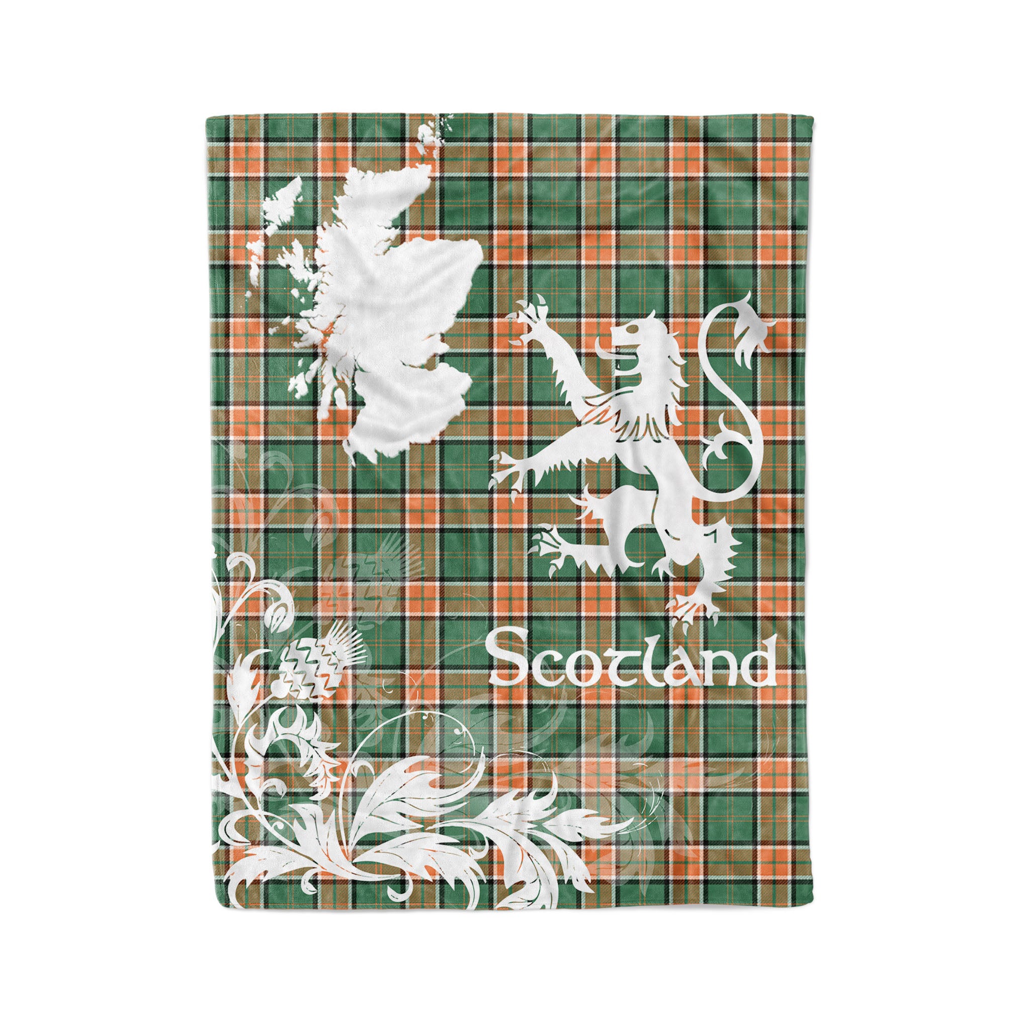 Tartan Plaid Fleece Blanket Tartan Blanket Thistle And Lion Scottish Clan Pollock Hunting Plaid Blanket