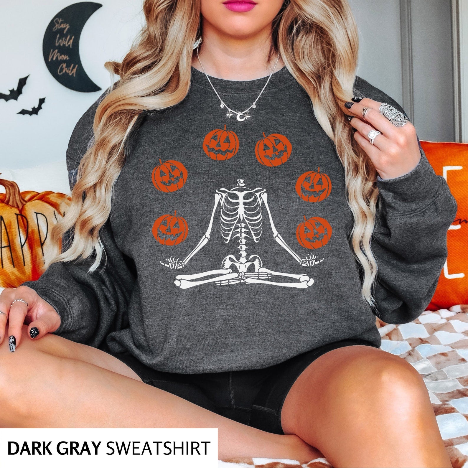 Dancing Skeleton Halloween Shirt, Pumpkin Halloween Sweatshirt, Pumpkin Shirt, Fall Sweatshirt Spooky Season Tshirt, Fall Shirts For Women