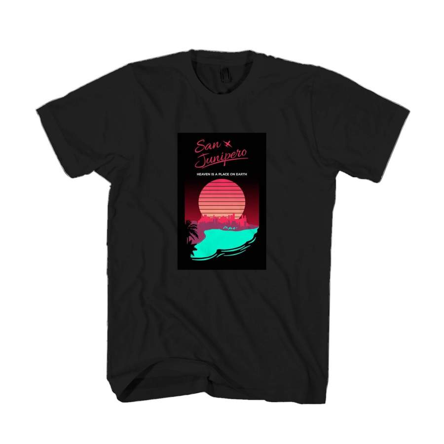 San Junipero Retro 80s Neon Original Art Animal Cute Mlack Mirror Man’s T-Shirt