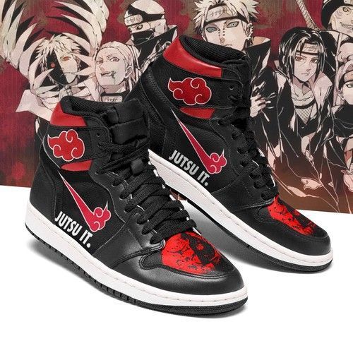 Akatsuki Shoes Jutsu It Jd Sneakers High-Top Customized Jordan Shoes Gift For Fan