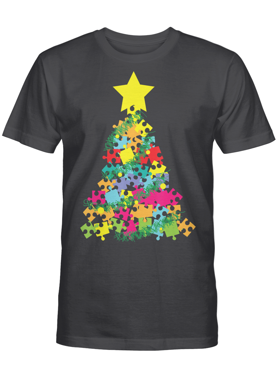 AmazeStyleZ Santa’s Reindeer, Ugly Christmas Sweater, Christmas Gift Ideas, Autism Puzzle Pieces Tree Christmas Shirt Awareness Day Gift