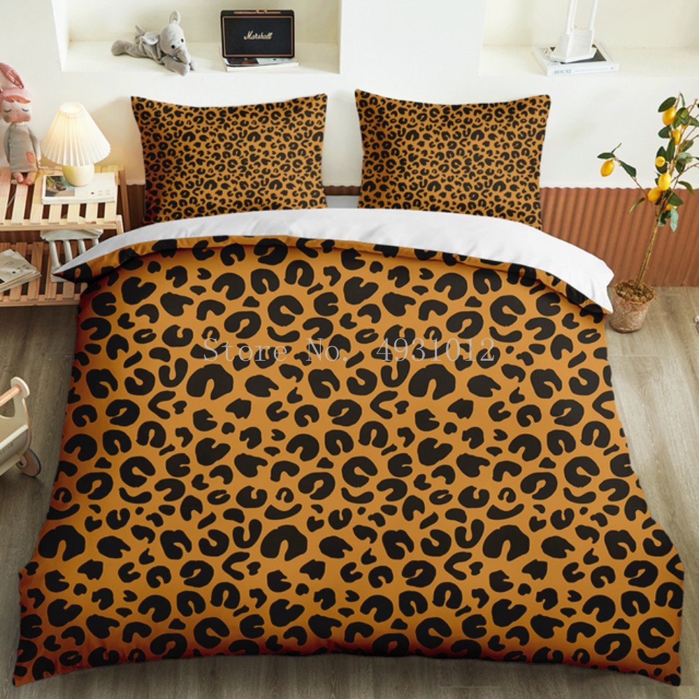 3D Print American Leopard Style Bedding Set Customize Pillowcase Soft Duvet Cover Bed Set Bedroom Decor Single Queen King Size