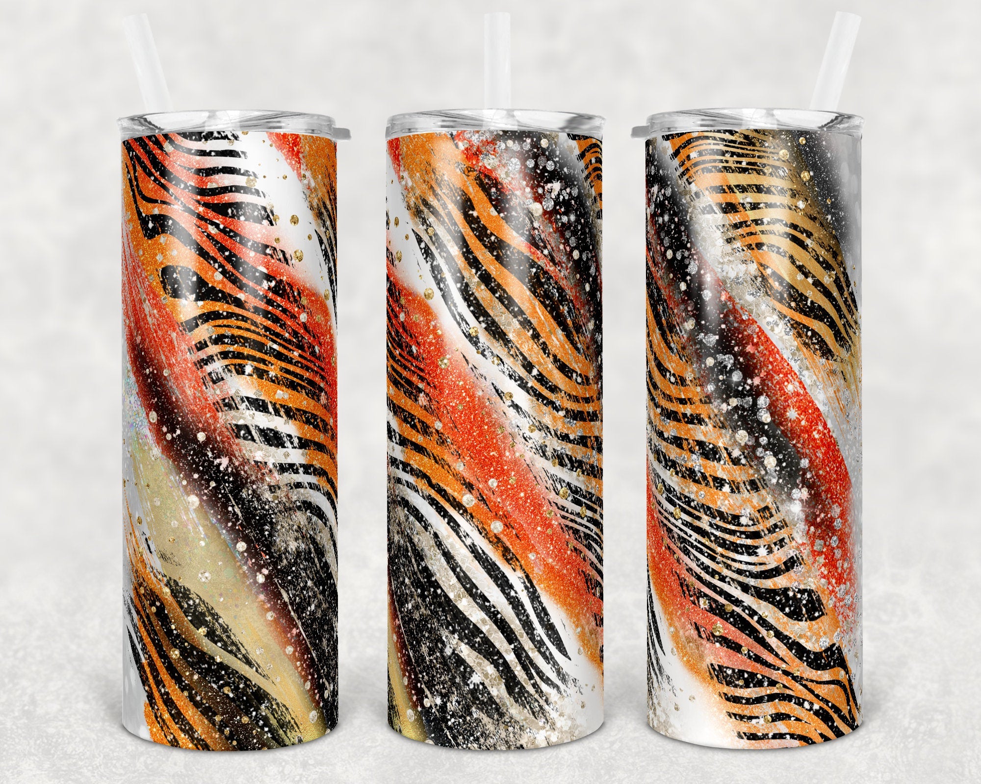 Agate Milky Way Orange Tiger Stripe Animal Skinny Tumbler