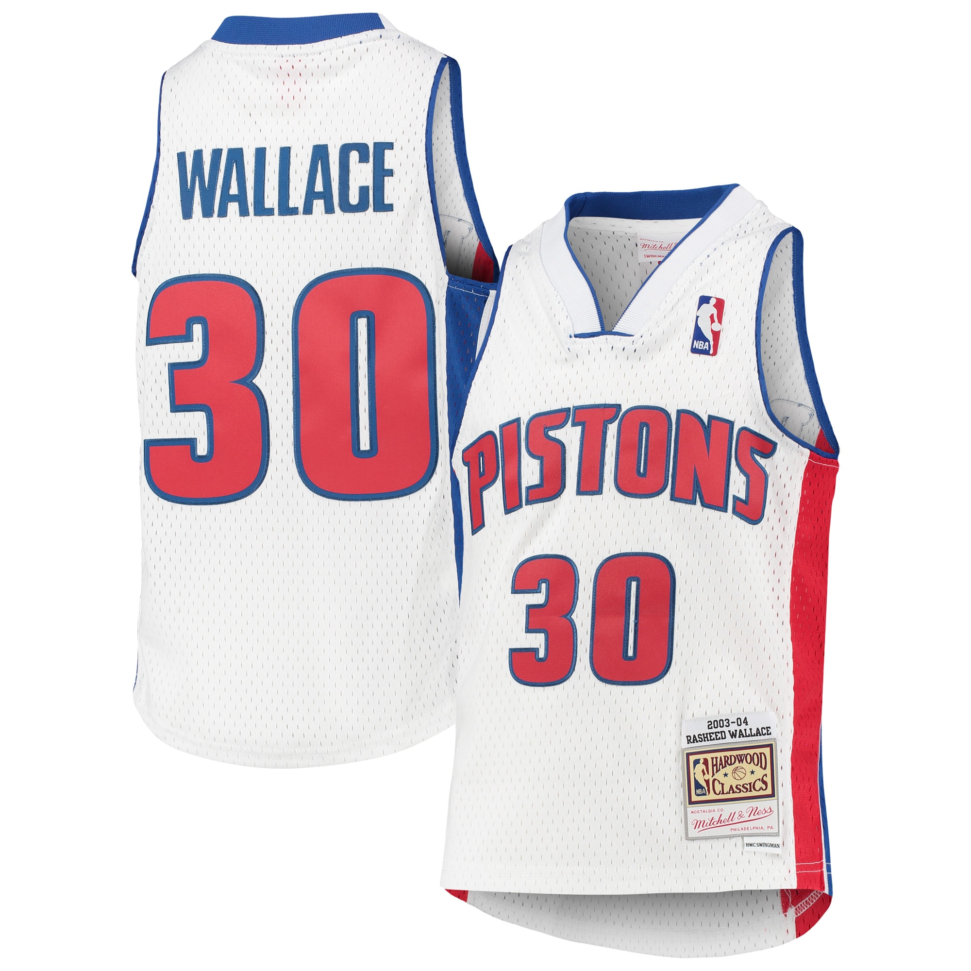 Rasheed Wallace Detroit Pistons Mitchell & Ness Youth 2003/04 Hardwood Classics Swingman Jersey – White