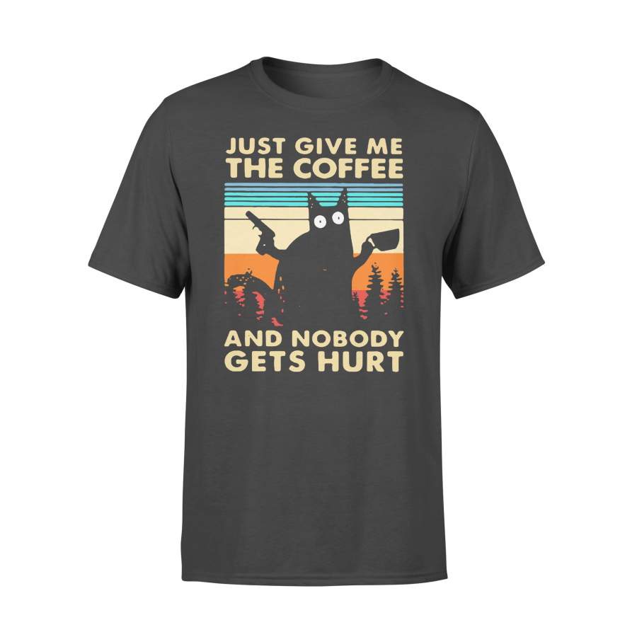 Black Cat Just Give Me The Coffee And Nobody Gets Hurt Vintage T-shirt