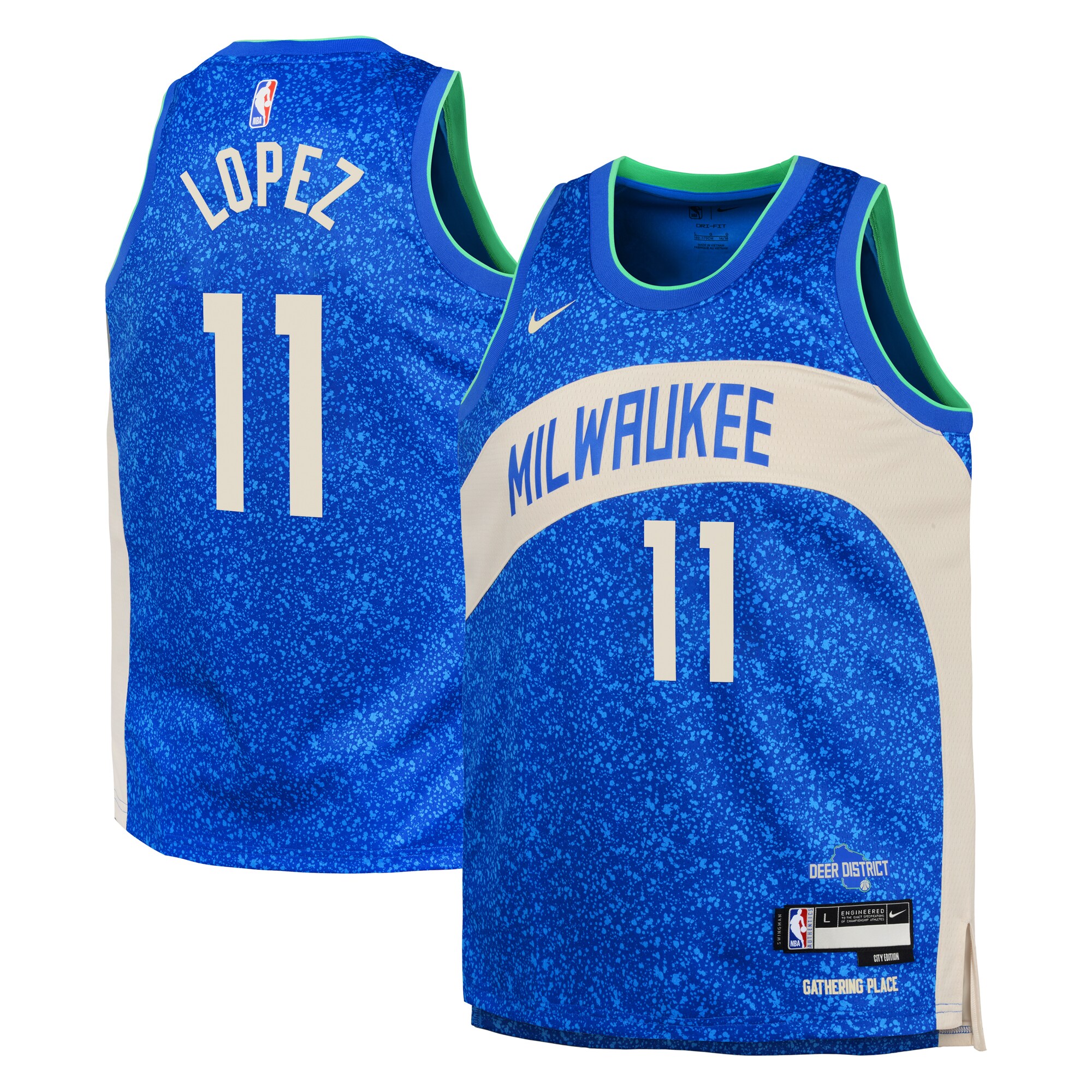 Milwaukee Bucks City Edition Swingman Jersey 23 – Royal – Brook Lopez – Youth