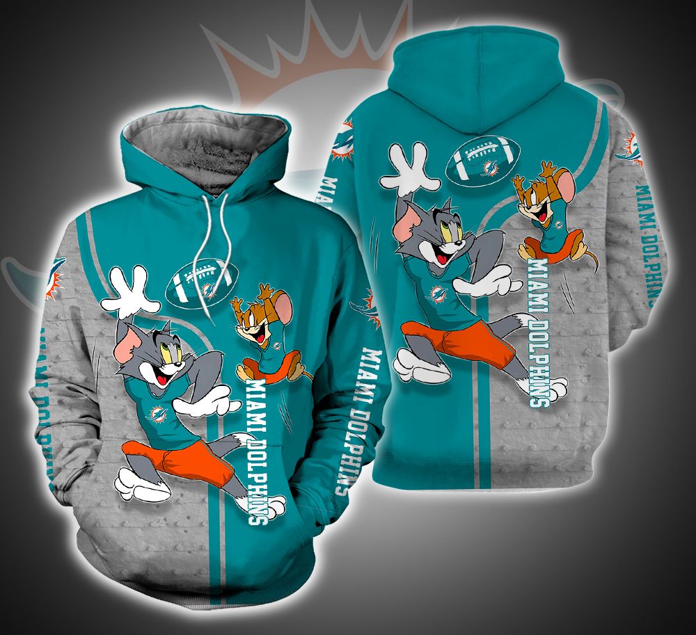 Miami Dolphins Ft. Tom and Jerry 3D Printed Hoodie