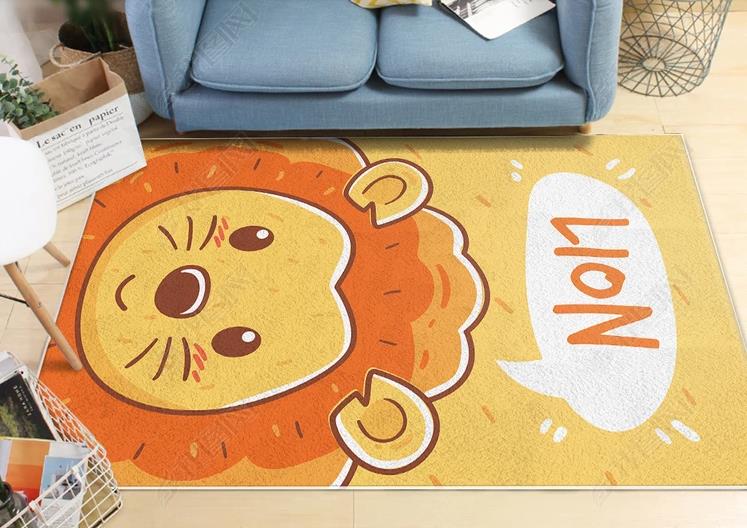 3D Cartoon Lion Yellow Non-Slip Rug Mat 5