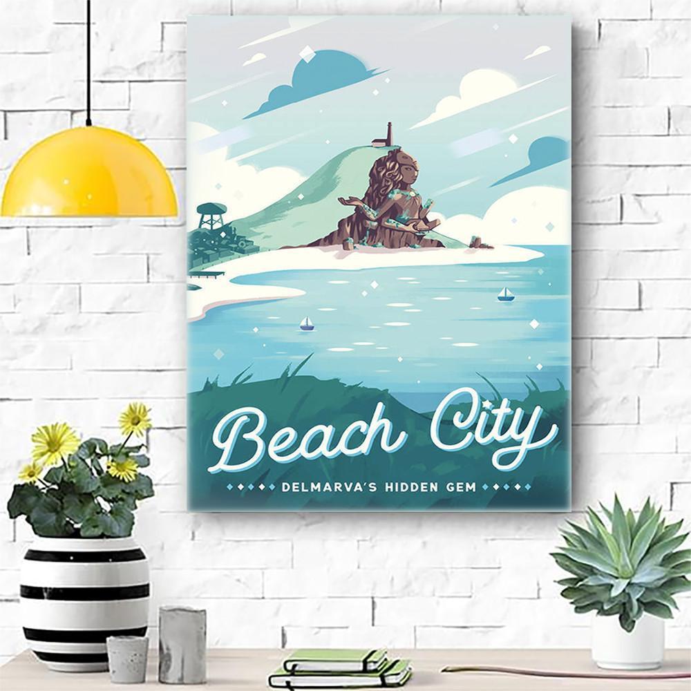 Beach City Steven Universe Retro Travel Canvas Room Home Decor Print Matte Canvas – Home Room Wall Decor Matte Canvas – Mostsuit