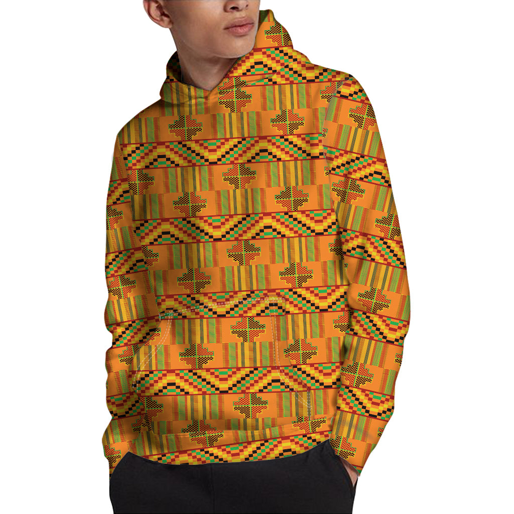 Bonwire Kente Pattern Print Pullover Hoodie