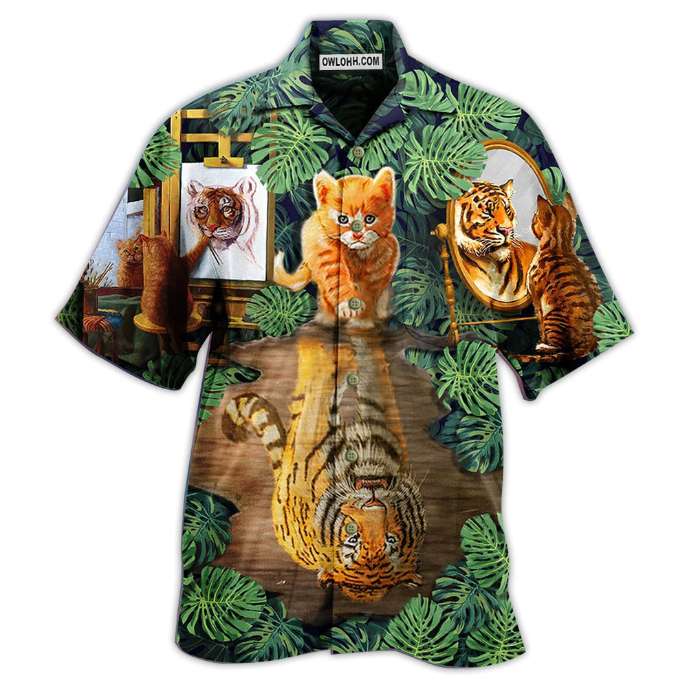 Cat And Tiger Leaf – Hawaiian Shirt  – Owl Ohh