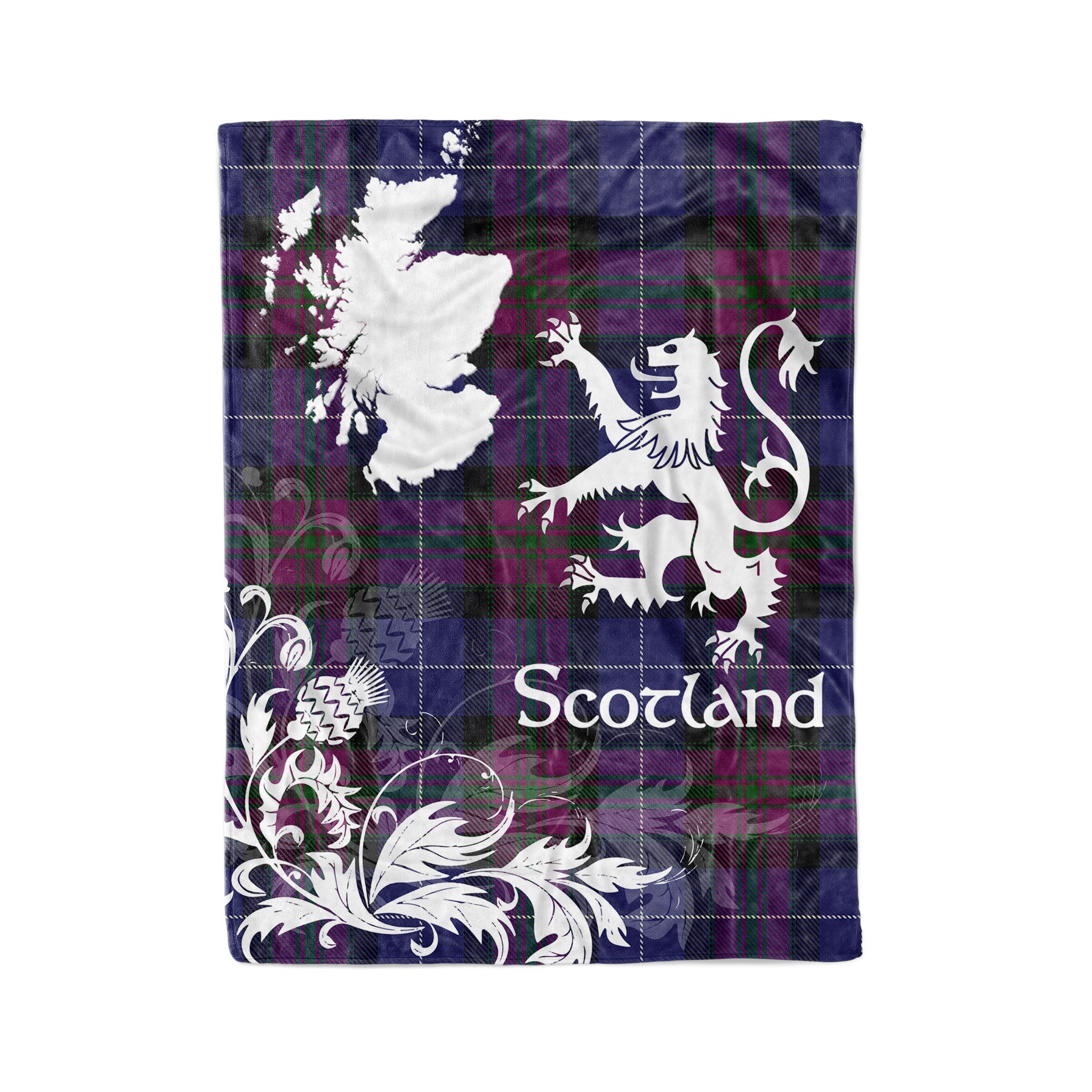 Tartan Plaid Fleece Blanket Tartan Blanket Thistle And Lion Scottish Clan Pride Of Scotland Plaid Blanket