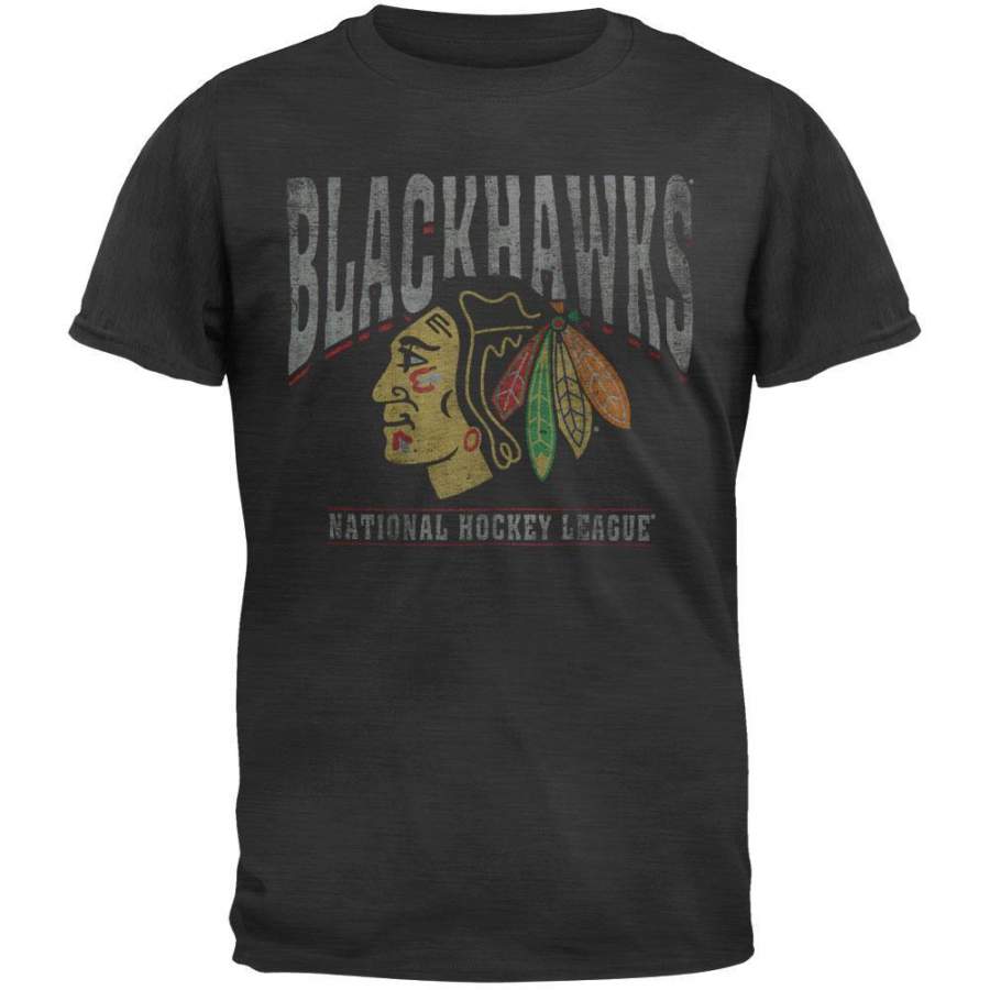 Chicago Blackhawks – Logo Scrum Premium Black Short Sleeve T-Shirt