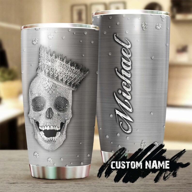 Skull Queen Diamond Style Personalized Tumbler-Skull Tumbler-Skull Birthday Gift Christmas Gift For Hairstylist Mother’S Day Gift