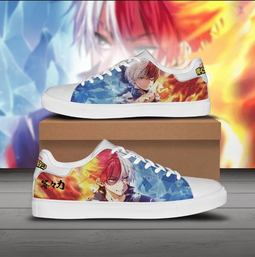 My Hero Academia Todoroki Anime Japan Christmas Gift For Fan Low Top Leather Skate Shoes Sneakers For Man And Women