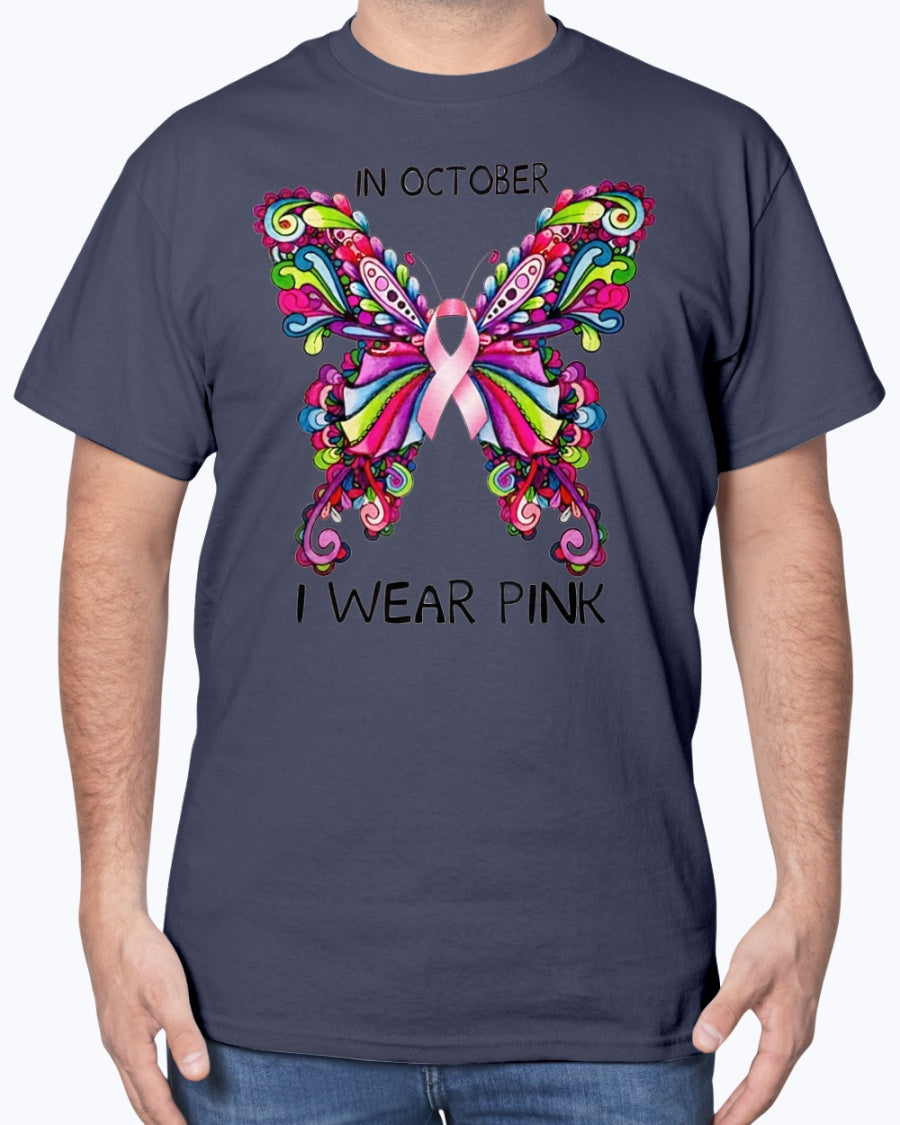 Gift For Butterfly Lover In October I Wear Pink Breast Cancer Awareness Butterfly Shirt