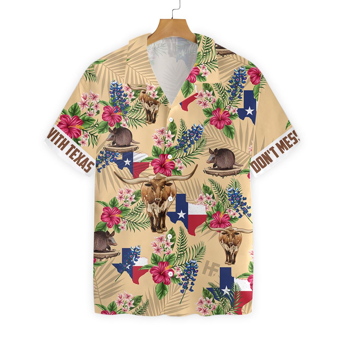 Texas Hawaii Shirt Insignia Bluebonnet Cream Version Ha77525