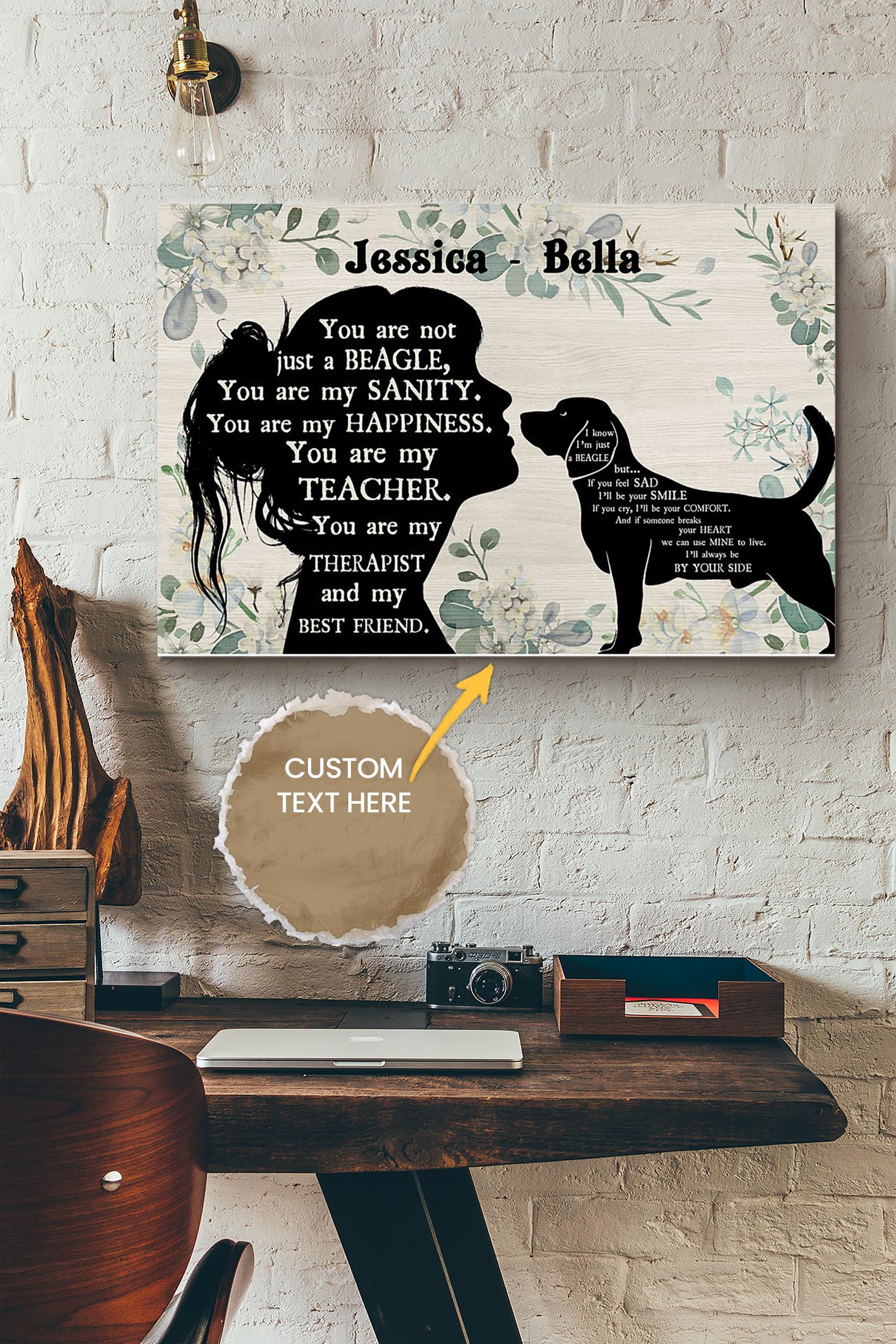 Beagle Girl Therapist Best Friend Personalized Poster – Animal Wall Art – Gift For Dog Lover Dog Foster Puppy Fan Wrapped Canvas