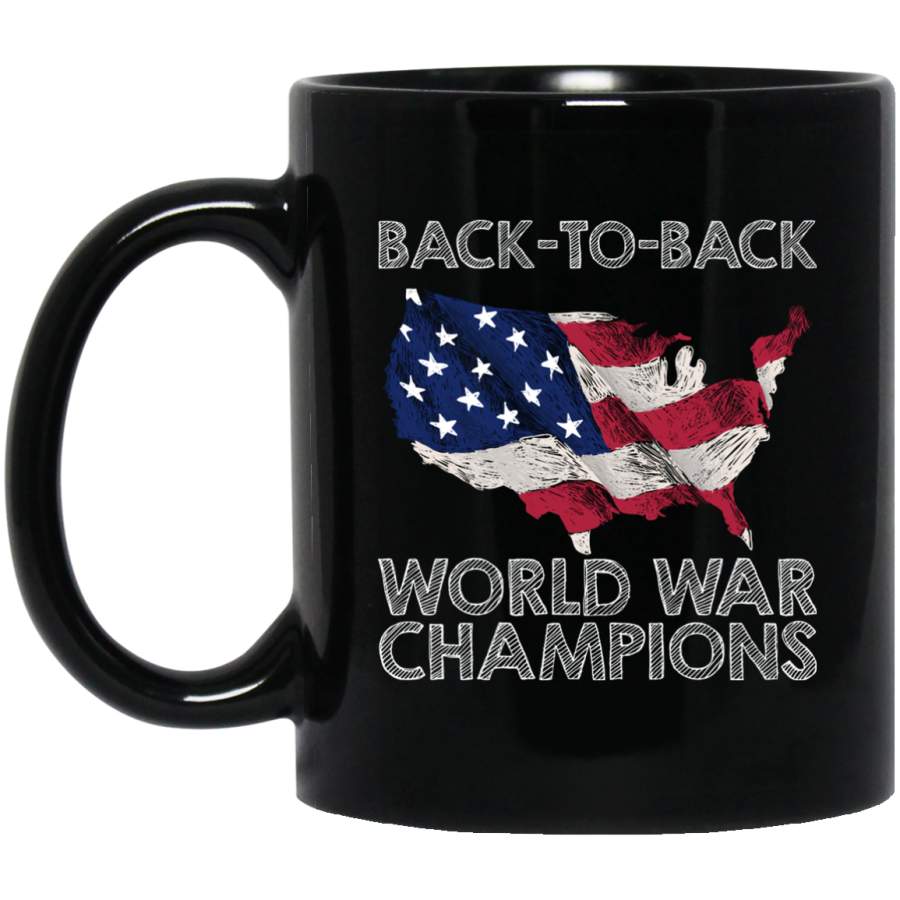 Back to Back World War Champions US Flag Vintage BM11OZ 11 oz. Black Mug