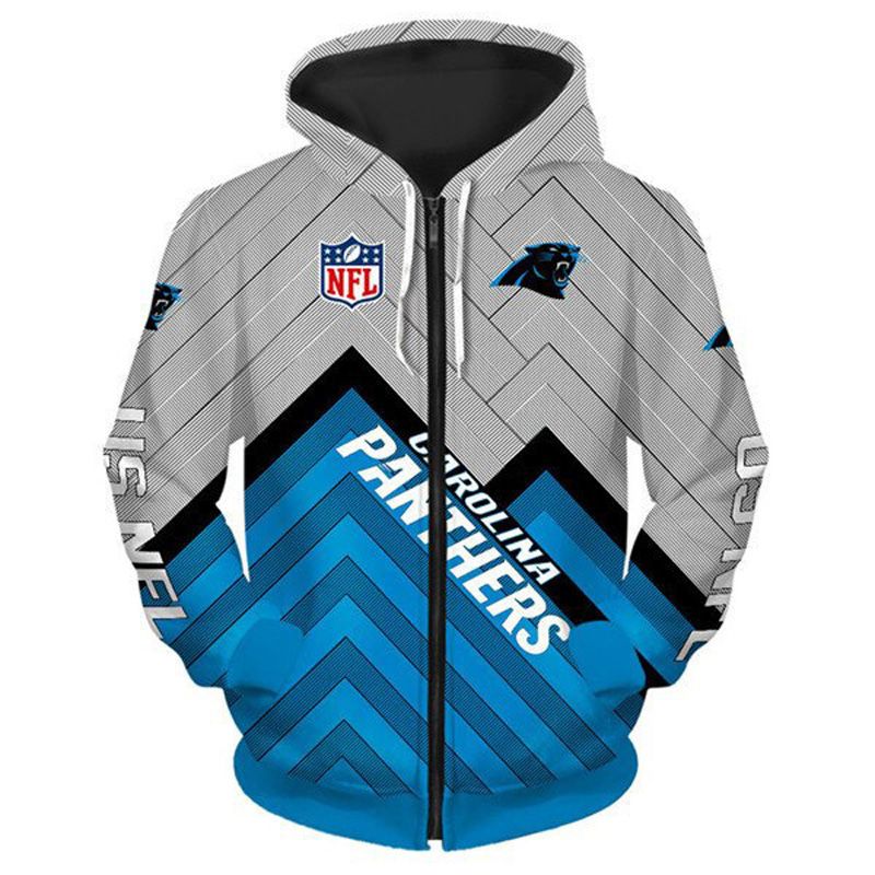 Carolina Panthers Sweatshirt Unisex Branded Team Block Full-Zip Hoodie