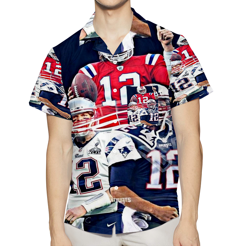 New England Patriots Tom Brady1 3D All Over Print Summer Beach Hawaiian Shirt With Pocket