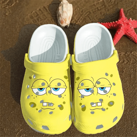 Spogebob Squarepants Sad Face Crocs Classic Clogs Shoes In Yellow ...