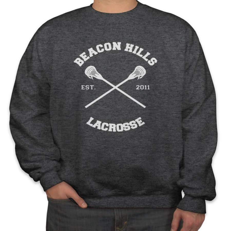 Beacon Hills Lacrosse Cross Teen Wolf Front Crewneck Sweatshirt (Adult)