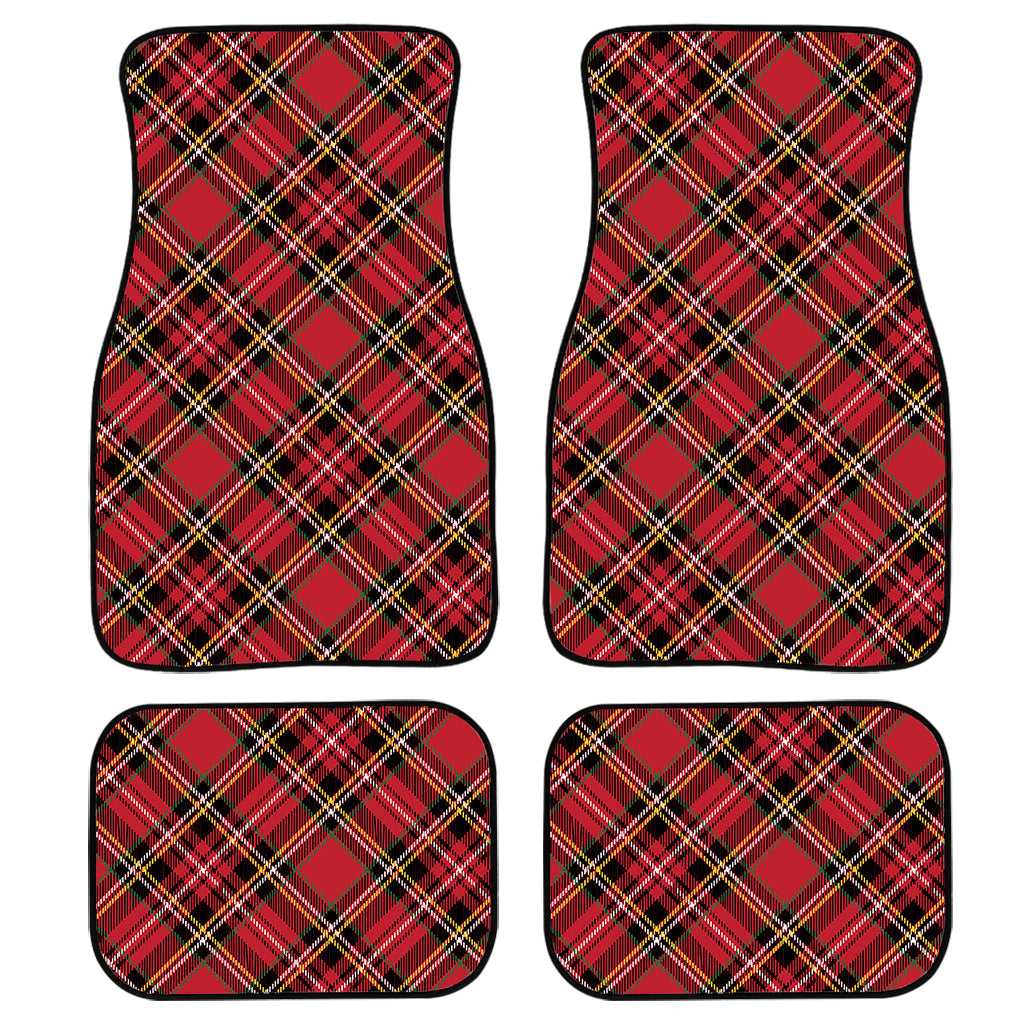 Red Stewart Tartan Pattern Print Front And Back Car Floor Mats, Front Car Mat