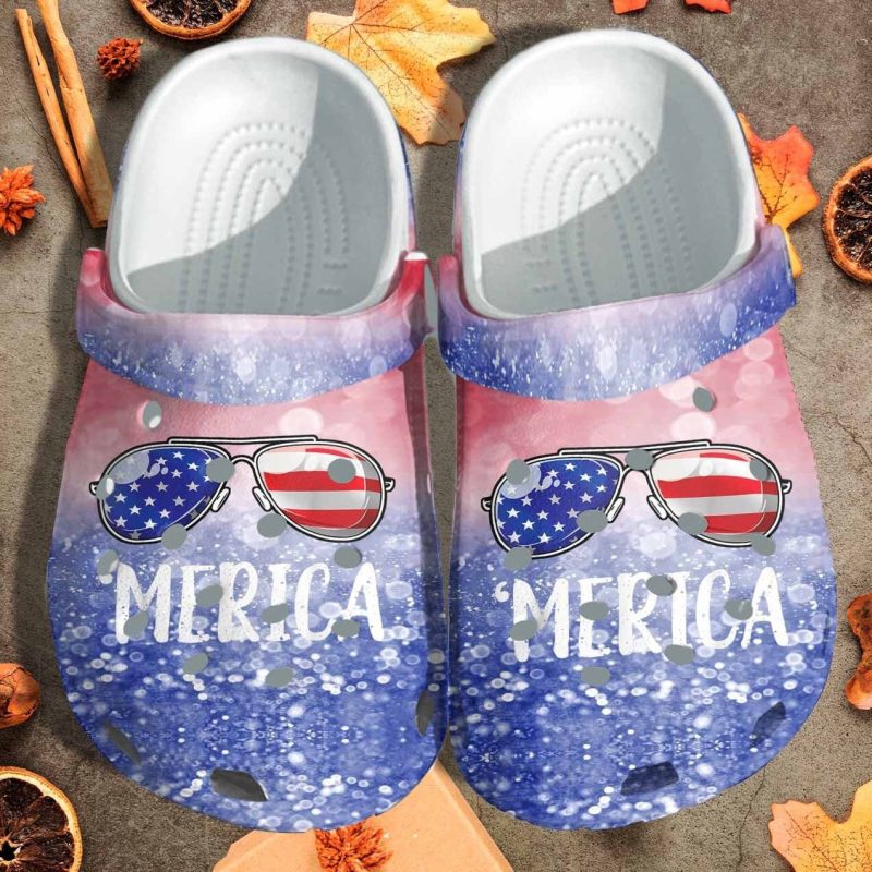 America Sunglasses Usa Flag Custom Shoes Clogs – 4Th Of July Beach Shoes Clogs Gift