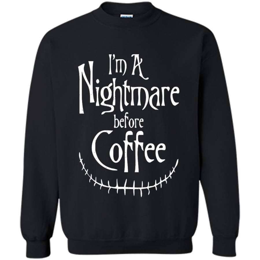 A Nightmare Before Coffee, Halloween Gift – Gildan Crewneck Sweatshirt