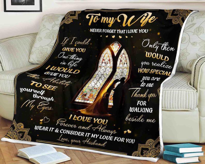 To My Wife,Family Blanket, I Would Give You Tha Ability To See Yourself Through My Eyes,Gift For Wife Family Home Decor Bedding Couch Sofa Soft And Comfy Cozy