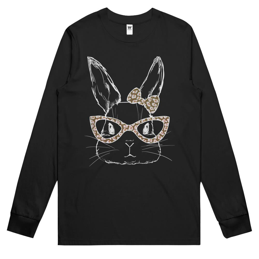 Leopard Bunny Easter Day Glasses Eggs Easter Men Women Gift Long Sleeve T Shirts