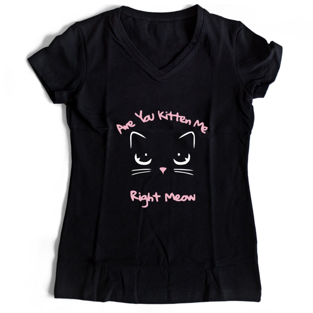 Are You Kitten Me Right Meow Putt Women’s V-Neck Tee T-Shirt