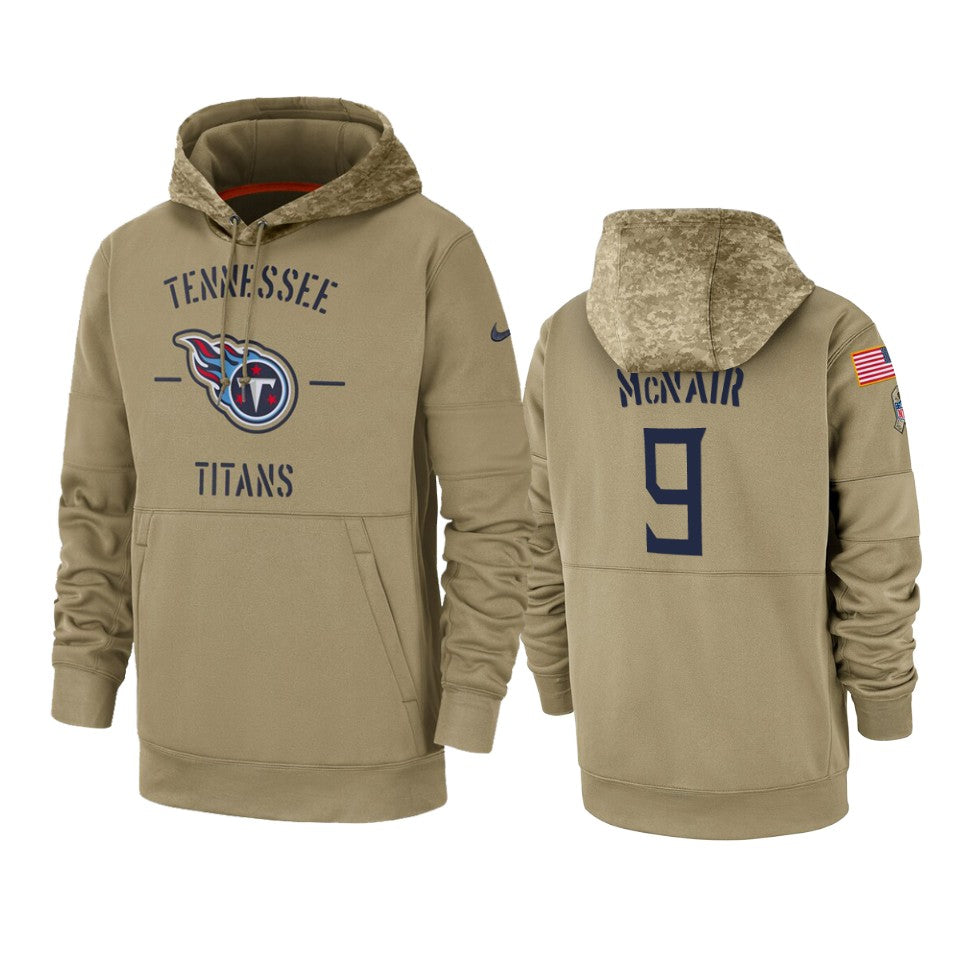 Tennessee Titans Steve Mcnair Tan 2019 Salute To Service Sideline Therma Pullover Hoodie