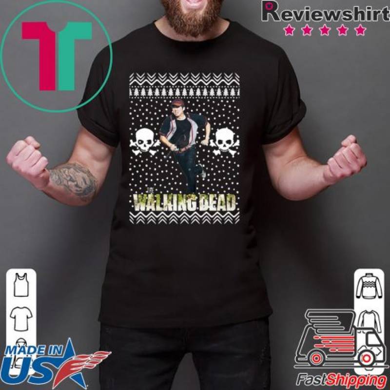 The Walking Dead Glenn Rhee Santa Hat Ugly Christmas Shirt